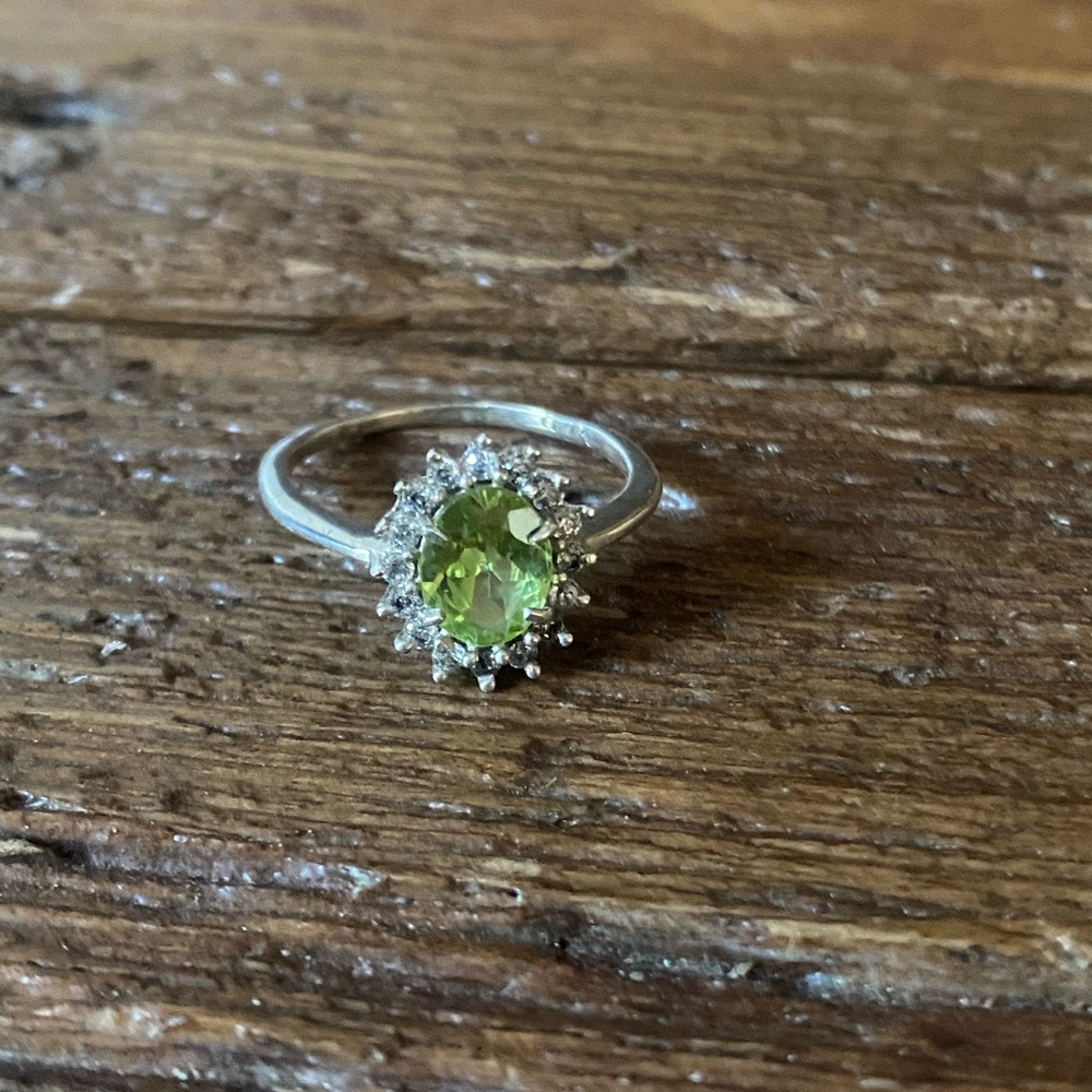Natural Peridot & White Topaz Ring